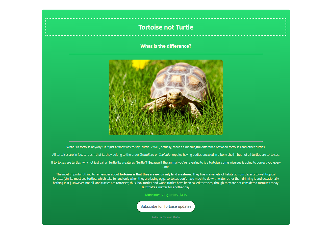 Tortoise Landing Page